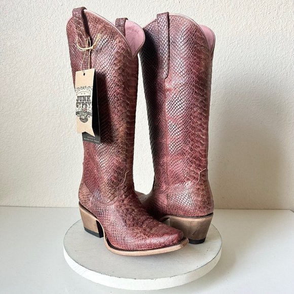 Lane Boots Shoes - NEW Junk Gypsy Lane Desert Highway Womens Western Boots 7 Pink Cowboy Snip Toe